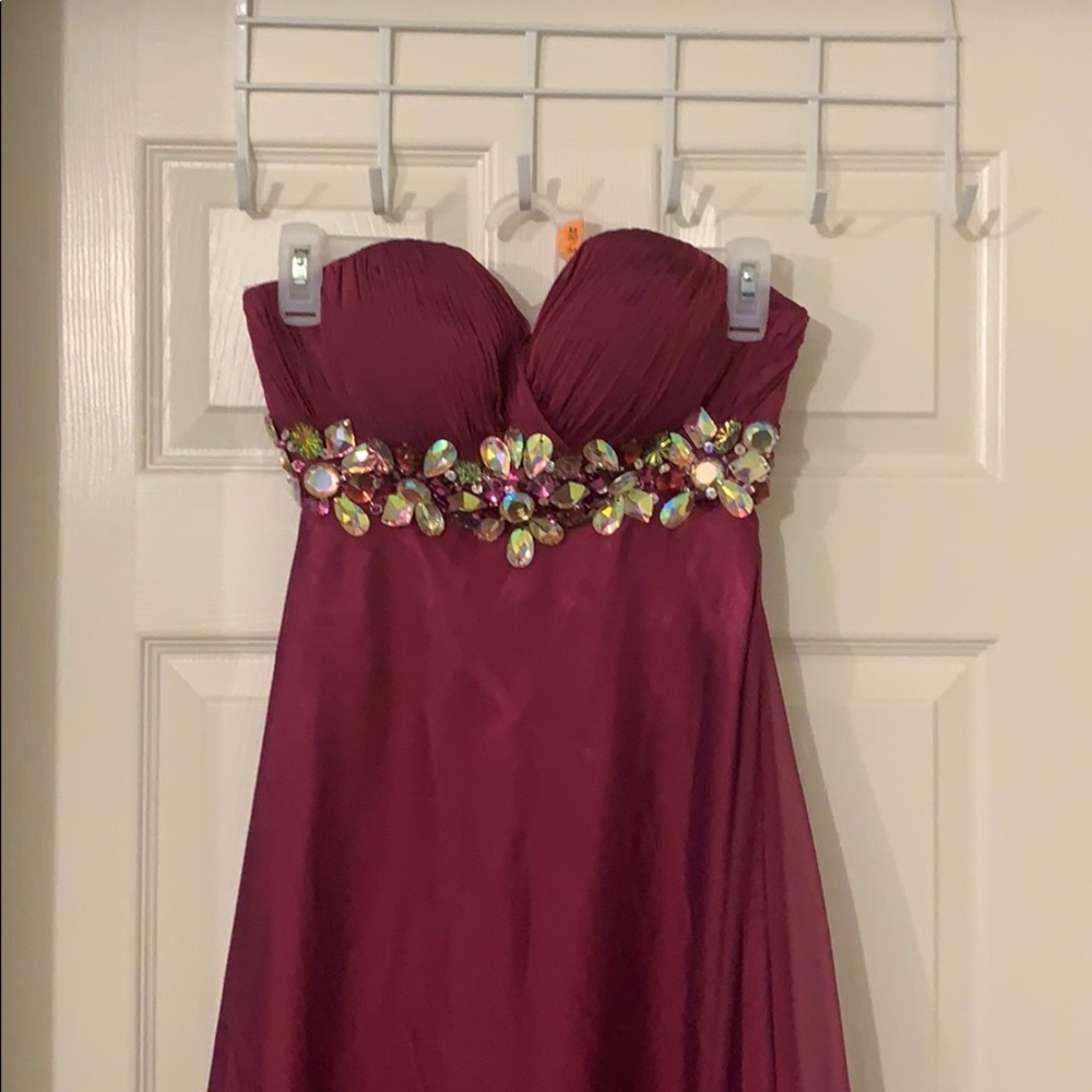 Sangria long prom dress